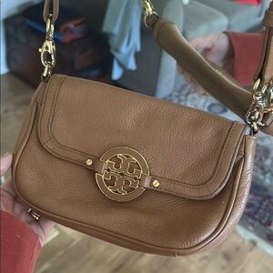 Tory Burch Brown Shoulder Bag with Gold Chain